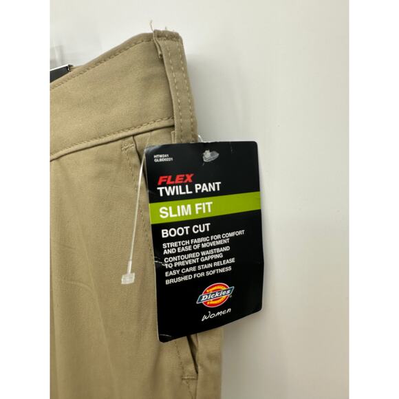 Dickies Khaki Twill Pant Slim Fit Boot Cut Women 22 Reg NWT Workwear Career - Picture 7 of 8
